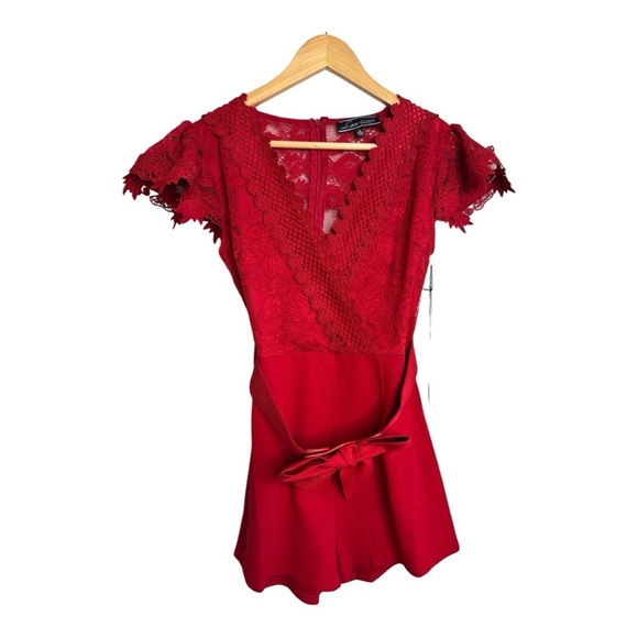 love university Pants - Elegant Red Lace Women's Romper
